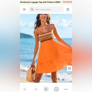 Cupshe Orange Smocked Spaghetti-Strap Mini Dress